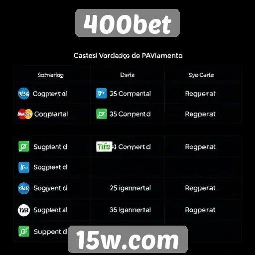 Métodos de pagamento suportados pelo 400bet